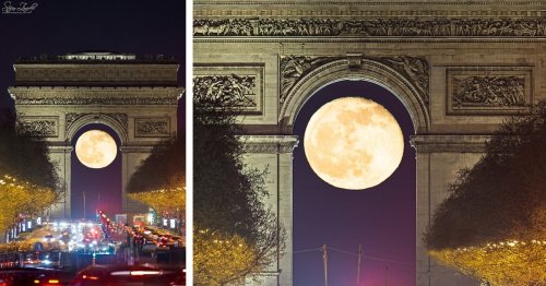 Italian Photographer Travels to Paris to Capture Perfect Full Moon Inside Arc de Triomphe