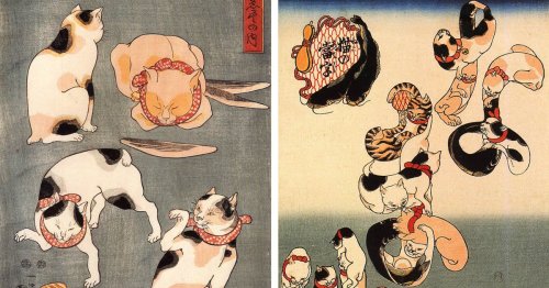 19th-Century Japanese Woodblock Prints Imagine Cats in Place of Humans