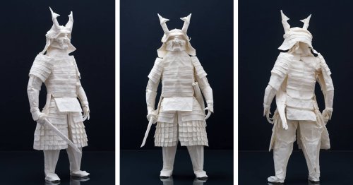Artist Spends 3 Months Planning and Folding Origami Samurai From a Single Sheet of Paper