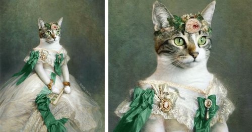 Artist Reimagines Cats as Royalty in Traditional Portraits of People