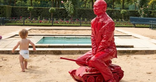 Red Statues of Putin Riding a Tank Pop Up in Parks Around the World