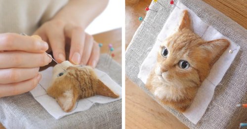 Japanese Artist Crafts Incredibly Realistic Cats Out of Felted Wool