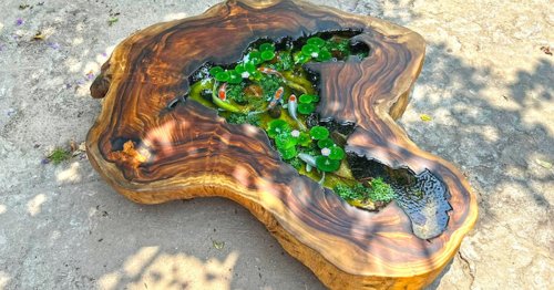 Wood and Resin Coffee Tables Look Like Koi Ponds Come to Life