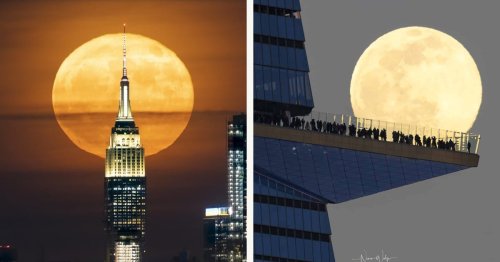Photographer Uses Simple Illusion To Capture Giant Moon Hovering Over New York City