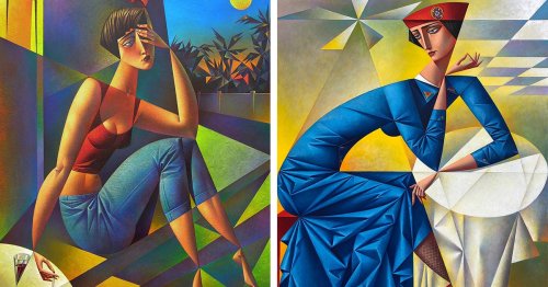 Painter Uses Geometric Shapes To Create Colorful Fragmentations of the Human Form
