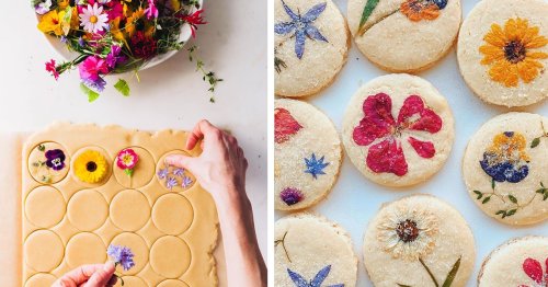 Baker Handpicks Edible Flowers to Create Beautiful Bouquets on Shortbread Cookies