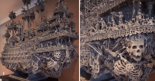 Artist Spends 15 Months Constructing Ghostly Pirate Ship With Ordinary Found Materials