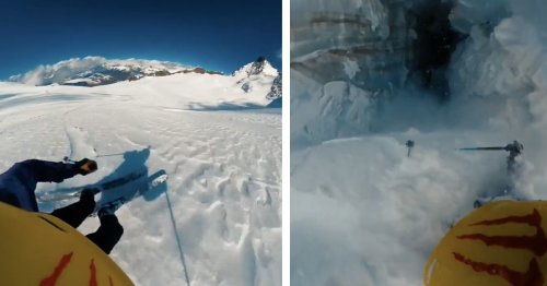 Chilling POV Video Shows a Skier Falling Into a Glacial Crevasse in the France Alps
