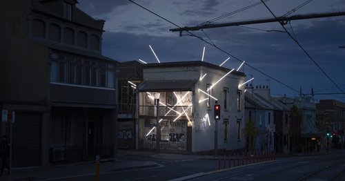 Artist Punctures Building Façade With Glowing Beams of Light