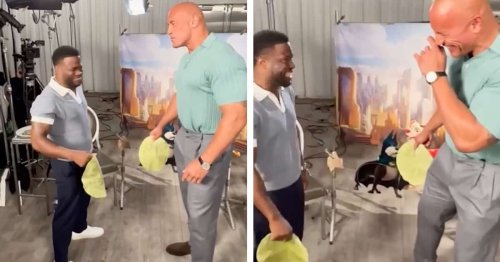 Watch Kevin Hart Slap Dwayne "The Rock" Johnson With a Tortilla in This Viral Challenge and Try Not to Laugh