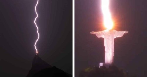 Photographer Captures the Moment Rio's Christ the Redeemer Is Struck by ...