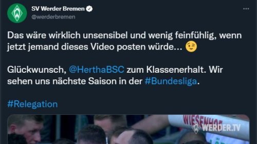 Shitstorm für Werder für hämischen HSV-Tweet