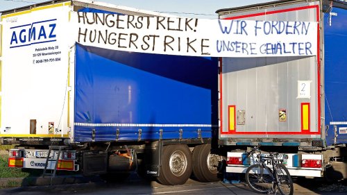 LKW-Fahrer auf A5-Raststätte treten in Hungerstreik