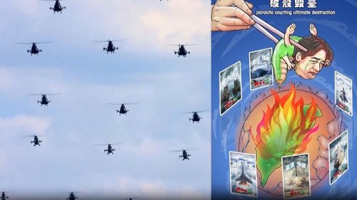 China startet Manöver und verbreitet brisante Karikatur