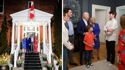 Justin & Sophie Trudeau Hosted The Bidens At Rideau Cottage & The Photos Are So Awkward