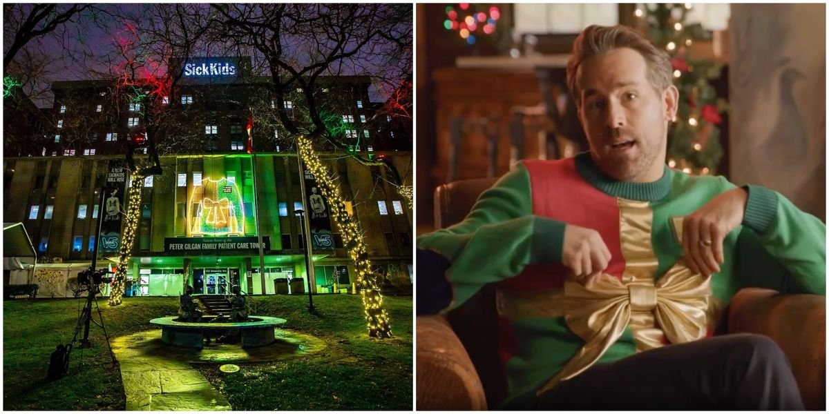Ryan Reynolds Just Lit Up His 'Ugly' Sweater At SickKids To Raise Money For Children