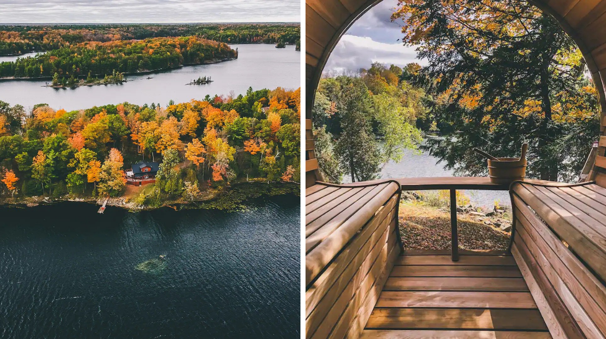 This Ontario Waterfront Airbnb Comes With A Sauna & You Can Gaze Out At Pretty Fall Colours