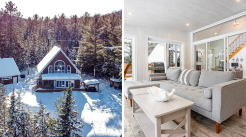 Tu peux louer ce chalet avec 9 amis à partir de 53$ la nuit chacun à 1h de Montréal