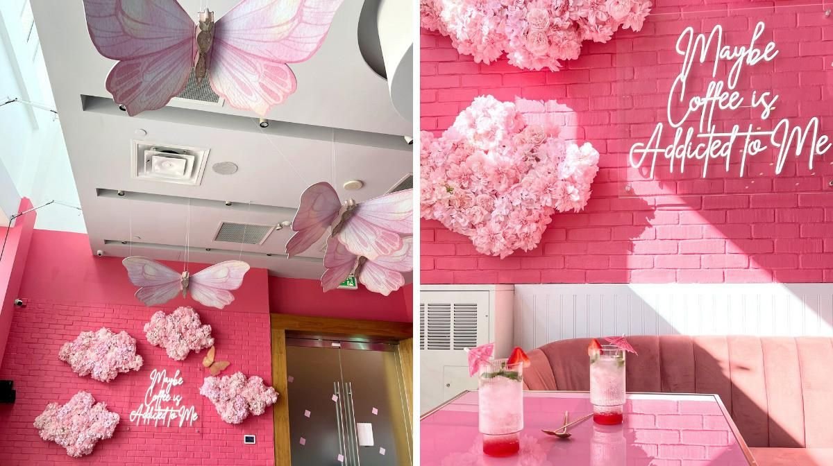 A Pink 'Instagram Cafe' Is Opening In Mississauga & You Can Dine Under Floating Butterflies