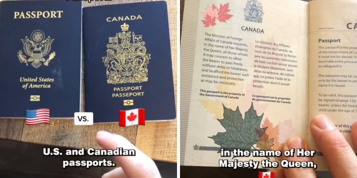 A TikToker Showed The Differences Of The US Canadian Passports One Is Way More Patriotic