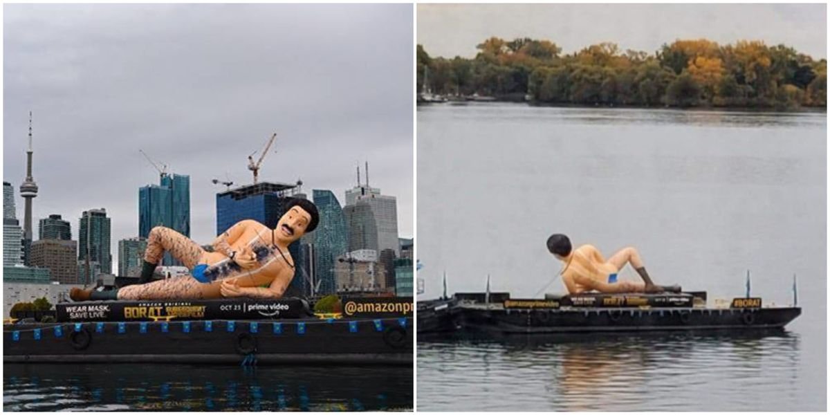 A Giant Borat Is Floating Around Toronto Right Now It's Very Nice