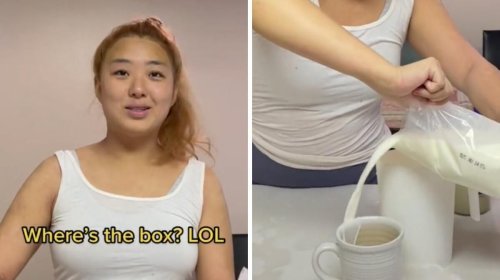 A Non-Canadian Tried To Use Bagged Milk & 33 Seconds Of Pure Chaos Ensued (VIDEO)