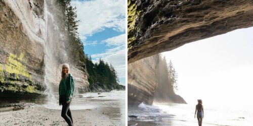 This Easy BC Hike Leads You Through A Rainforest To A Secret Waterfall & Sandy Beach