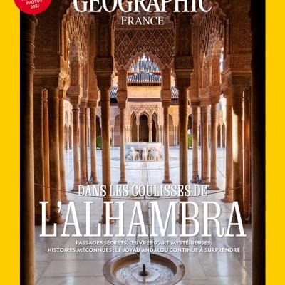 Sommaire du magazine National Geographic du mois de décembre 2023 : Dans les coulisses de l'Alhambra