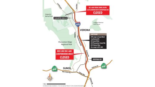 Full closure of southbound I-680 in Pleasanton planned this weekend