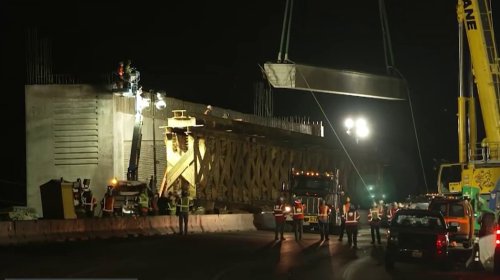 Giant girder installed on 101 Freeway wildlife crossing. See the construction milestone