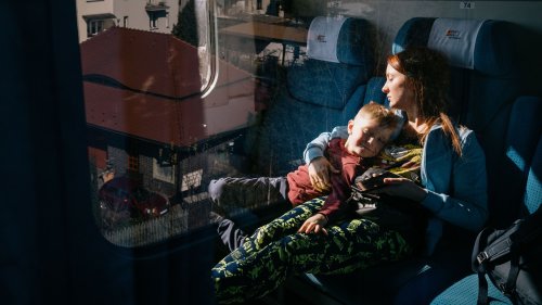 ‘Scary to leave everything behind’: Ukrainian refugees embark on a 15-hour train journey to safety