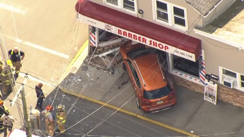 Car crashes into front of Monmouth County barbershop