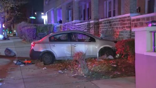 Driver killed after car crashes into North Philly home, 2 passengers injured