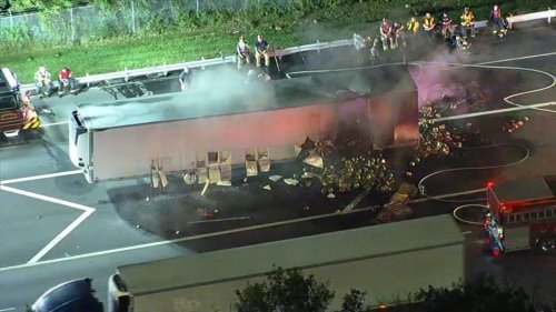 Watermelon Truck Catches Fire on Delaware Memorial Bridge