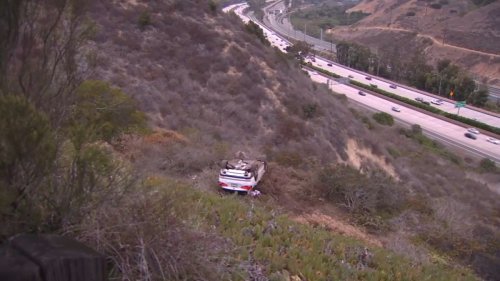 Rescue Copter Hoists Driver From Steep Hillside After Car Soars Off La Jolla Roadway