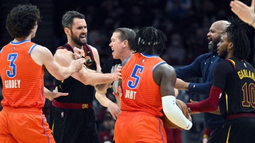 Watch Thunder’s Dort get ejected for elbow to Kevin Love
