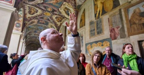 A hidden cloister in the center of Rome has a turbulent past etched on its walls