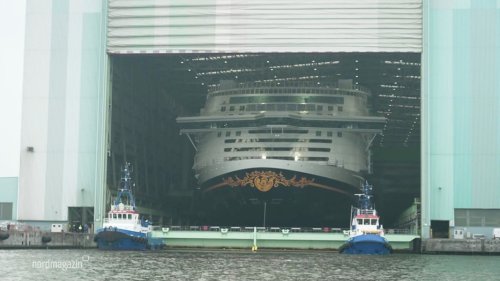 Kreuzfahrtschiff "Disney Adventure" in Wismar zu sehen