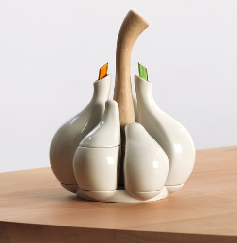 This Condiment Serving Set is Cleverly Shaped Like a Bulb of Garlic