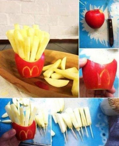 How to Carve an Apple into McDonald's French Fries