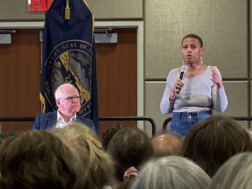 Walz targets Bacon in Omaha stop of national town hall tour