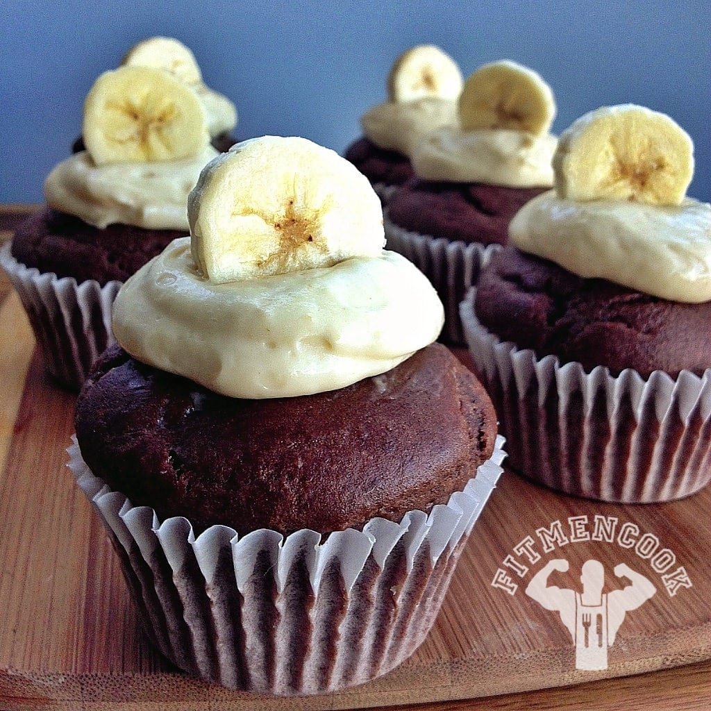 Banana Brown Rice Protein Cupcakes with Protein Icing
