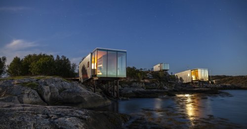 Aluminum cabins add a shimmer to Arctic island retreat