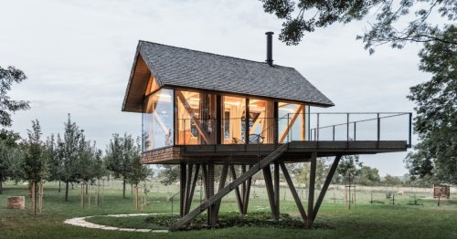 Czech architect crafts tiny house on stilts for serene living