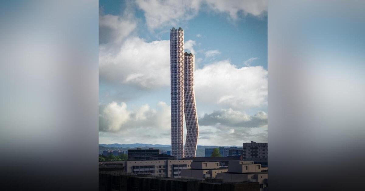 Kinky towers strike a ballet pose in the sky