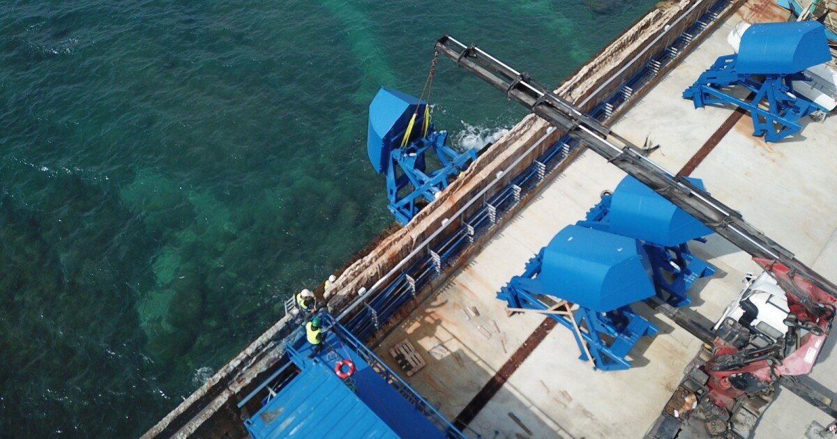 First float of grid-connected wave energy system installed in Jaffa Port