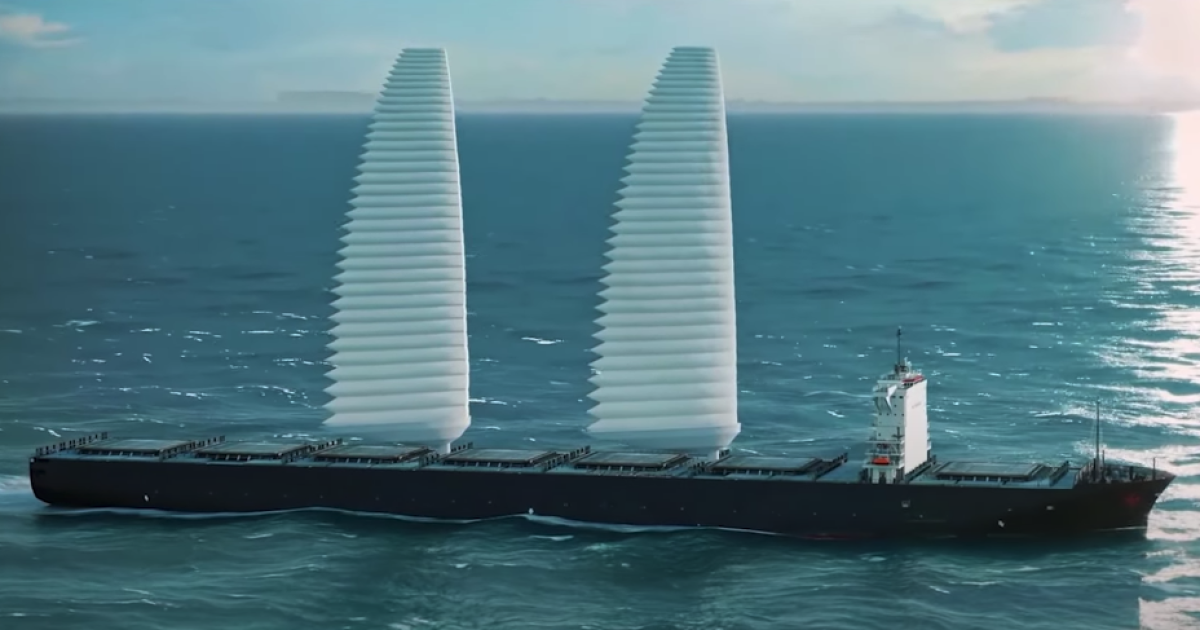 Michelin's inflatable sails hybridize freight ships to cut emissions