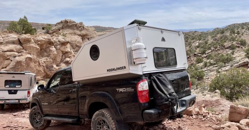 Moonlander truck RV tightropes ingeniously between camper and cap
