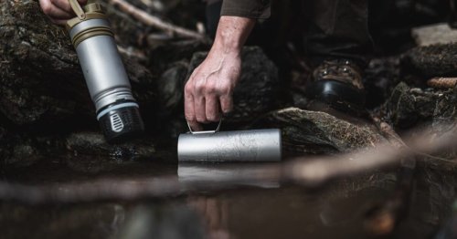 Grayl titanium multitool bottle purifies water and cooks dinner
