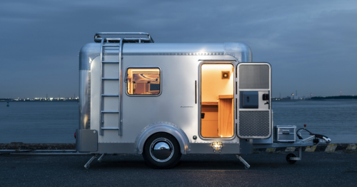 Japanese X-Cabin camper is like an industrial Airstream you tow via Jimny